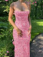 Women's Ditsy Floral Print Vintage Cami Milkmaid Dress, Casual Boho Spaghetti Strap Maxi Sundress for Summer Holiday Vacatio...