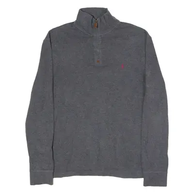POLO RALPH LAUREN Mens Jumper Grey 1/4 Zip Tight Knit M