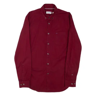 LACOSTE Mens Plain Shirt Maroon Long Sleeve M
