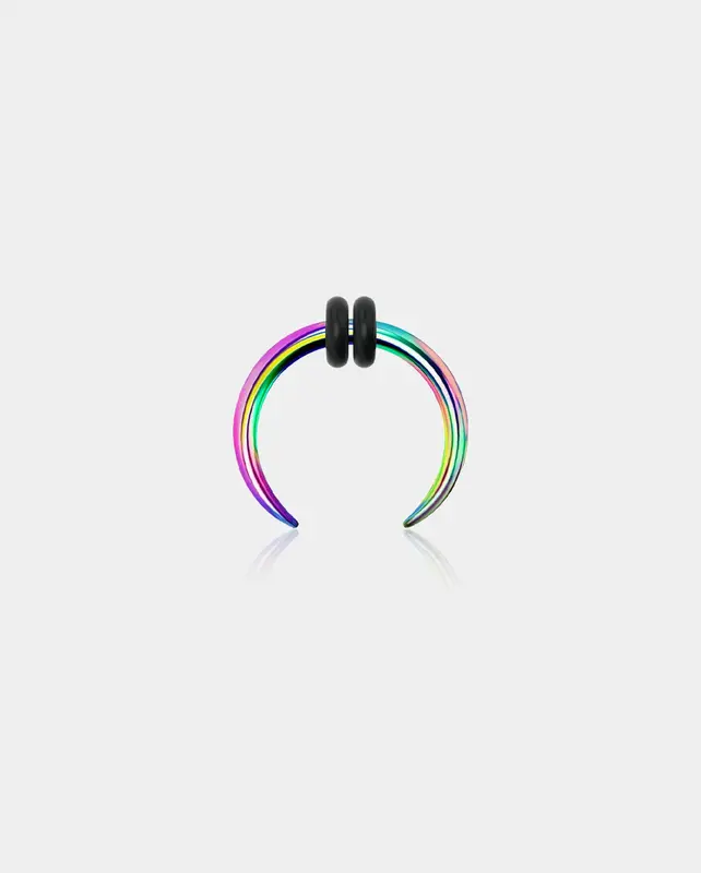 8-16G Cresent Horseshoe Septum Ring - Rainbow / 16G/1.2mm / 10mm
