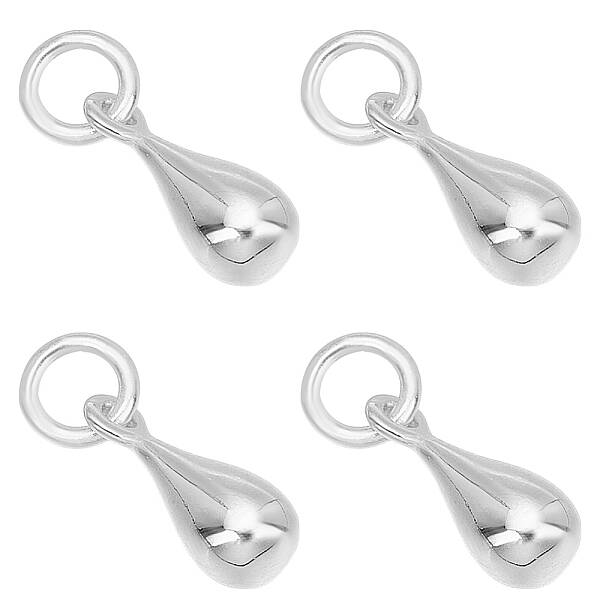 4Pcs 925 Sterling Silver Teardrop Charms