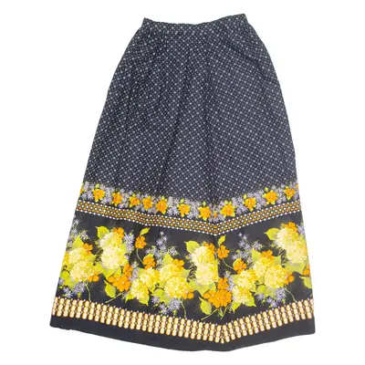 Womens A-Line Skirt Blue Long Floral S