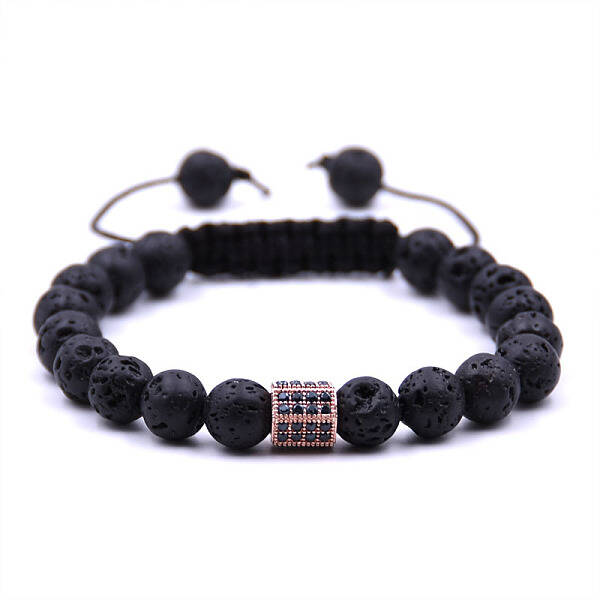 Natural Lava Rock Braided Bead Bracelets