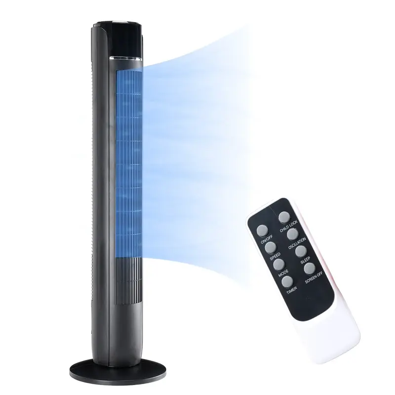 36 Tower Fan with LED Display, Oscillation fan with Remote Control, Standing fan for office, 3 Wind Modes, Time