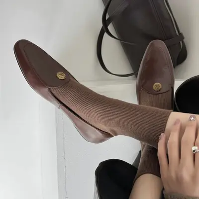 CHIKO Nylah Round Toe Block Heels Loafer Flats