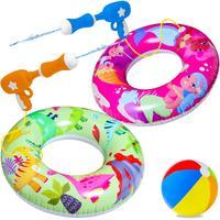 Pool Party Set - Inflatable Pool Float Swimming Rings, Pool Tubes with Water Guns and Beach Ball, Pool Party Favors for Summe...