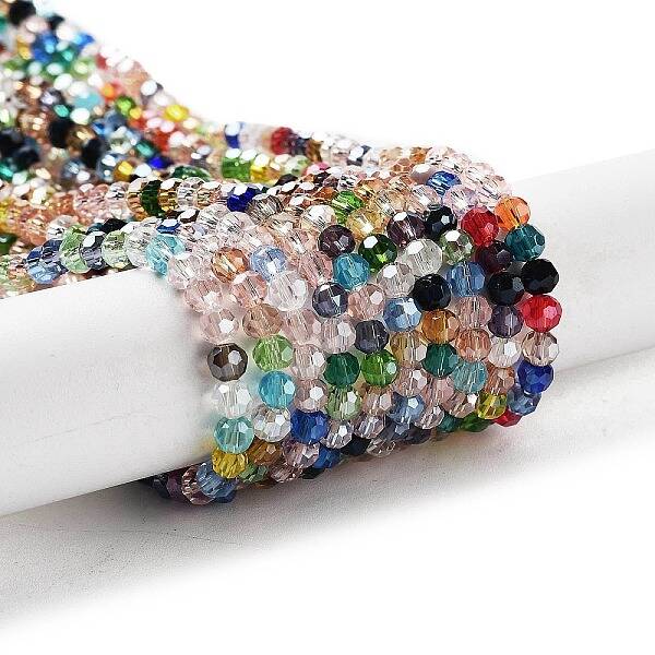 Electroplate Transparent Glass Beads Strands