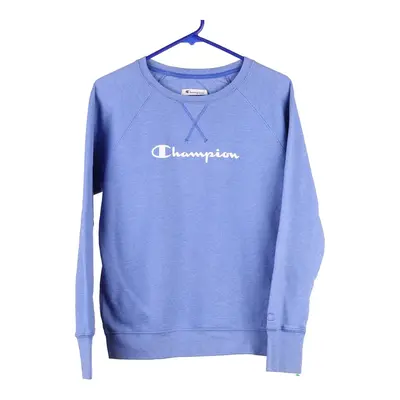 Champion Spellout Sweatshirt - Medium Blue Cotton Blend