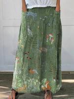 Women's Animal & Plant Print Pocket Long Skirt, Casual Fashion Cocktail Skirt for Daily Holiday Vacation Wear, Ladies Bottoms...