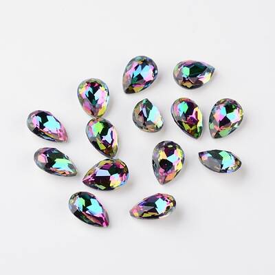 Faceted Teardrop K9 Glass Rhinestone Cabochons