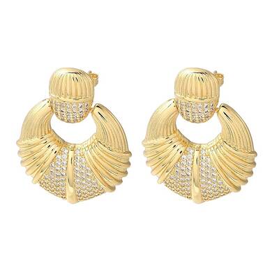 Rack Plating Brass Micro Pave Cubic Zirconia Dangle Stud Earrings