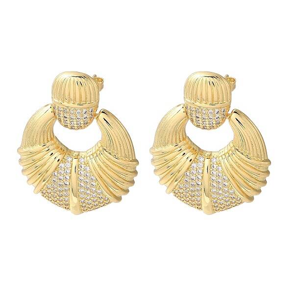Rack Plating Brass Micro Pave Cubic Zirconia Dangle Stud Earrings