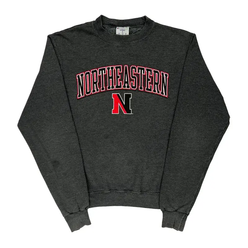 Northeastern Champion College Sweatshirt - Small Grey Cotton Blend