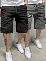 Men's Solid Flap Pocket Cargo Shorts, Regular Fit Casual Fashion Comfy Breathable Shorts for Daily Outdoor Wear, Men Bottoms ...