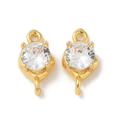Brass Clear Cubic Zirconia Connector Charms