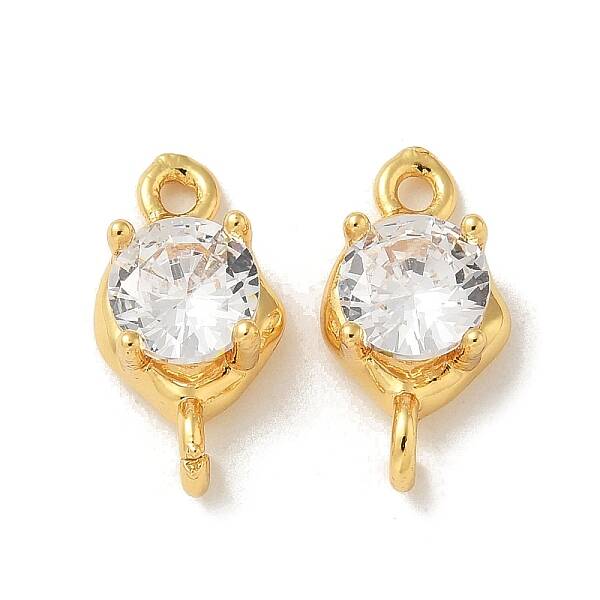 Brass Clear Cubic Zirconia Connector Charms