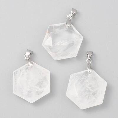 Faceted Natural Quartz Crystal Pendants