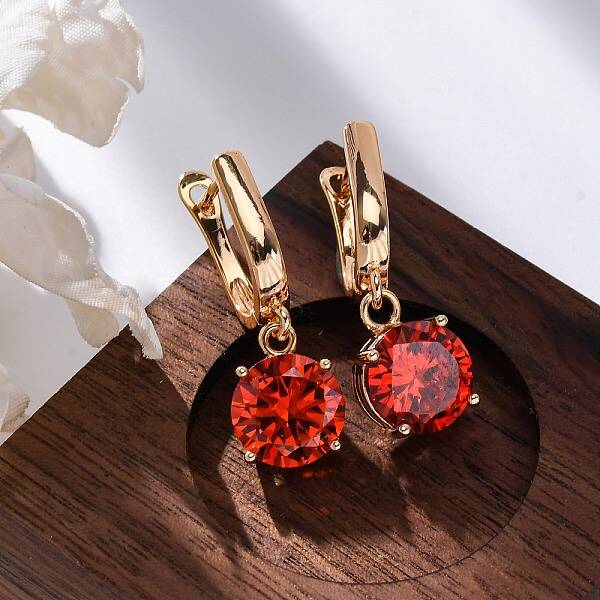 Brass Micro Pave Cubic Zirconia Leverback Earrings