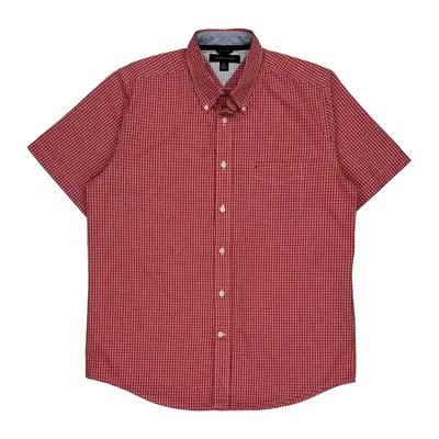 Tommy Hilfiger Checked Short Sleeve Shirt - Medium Red Cotton | Size: medium