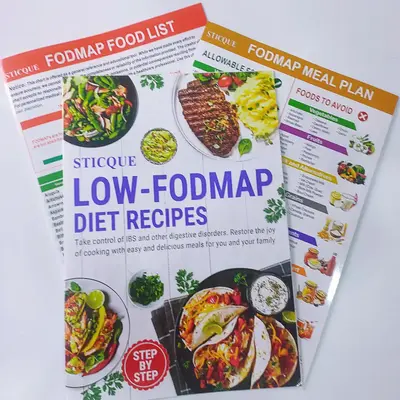 Low FODMAP Food List Chart & Meal Plan, Bloating – Laminated Diet Guide, Net Carbs, Calories, Fiber – Elimination Diet R...