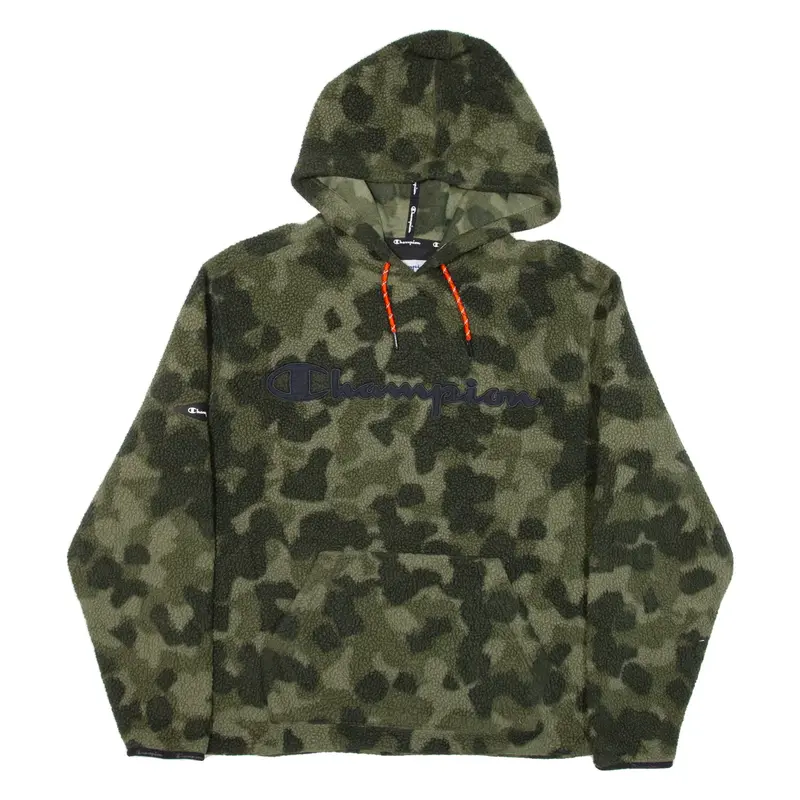 CHAMPION Fleece Camo Womens Green Hoodie M