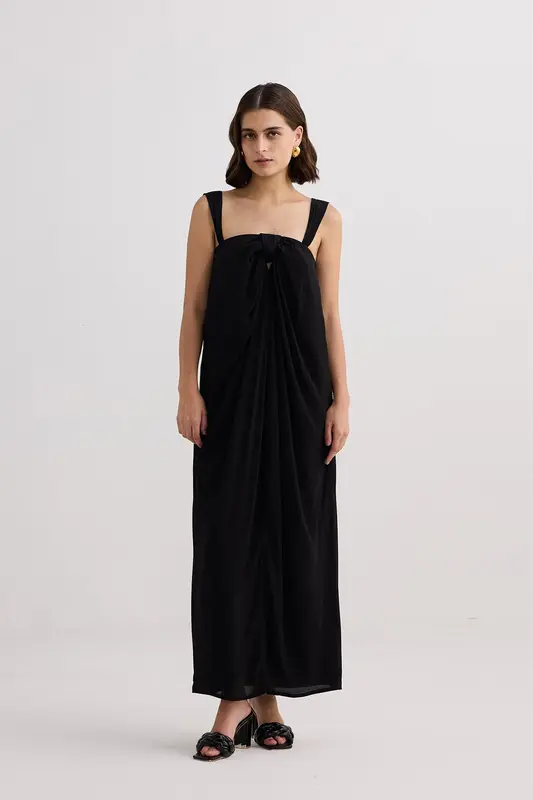 Twilight Twist Strappy Maxi Dress in Black | Color: Black | Size: L