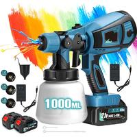 Cordless Paint Sprayer with 2 Batteries 21V 4.0Ah 1000ml Cordless Spray Paint Gun 3 Spray Modes 3 Nozzles Adjustable Flow Len...