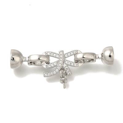 Brass Micro Pave Clear Cubic Zirconia Fold Over Clasps