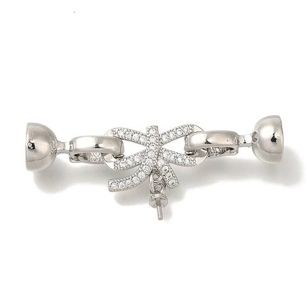 Brass Micro Pave Clear Cubic Zirconia Fold Over Clasps