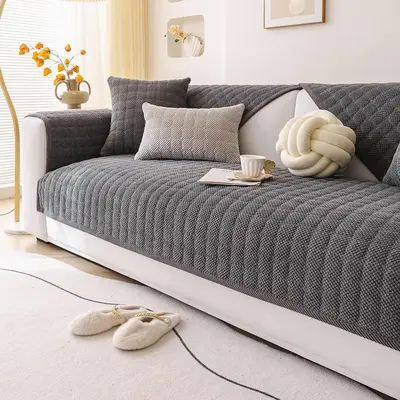 Solid Color Sofa Cover, 1 Count Non-slip Sofa Slipcover, Sofa Protector for Home Living Room, Sofa Protector for Home Living ...