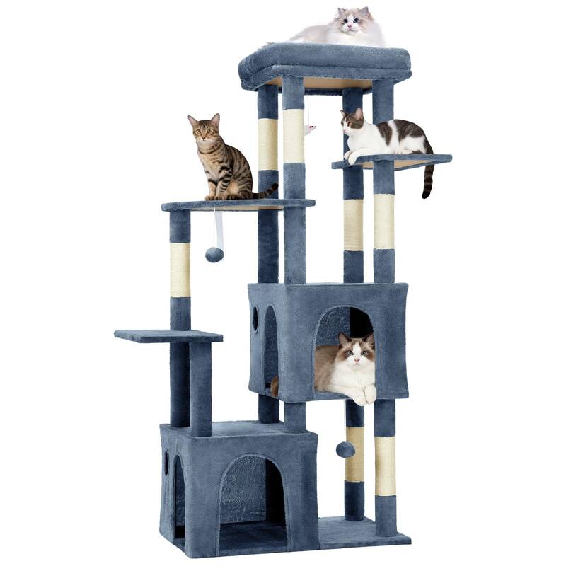 Garvee 61 Multi-Level Cat Tree for Indoor Cats, Heavy-Duty Tower for Large Adult & Maine Coon Cats with Oversized Perch, Dua...