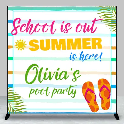 School Is Out Summer Is Here Custom Party Backdrop