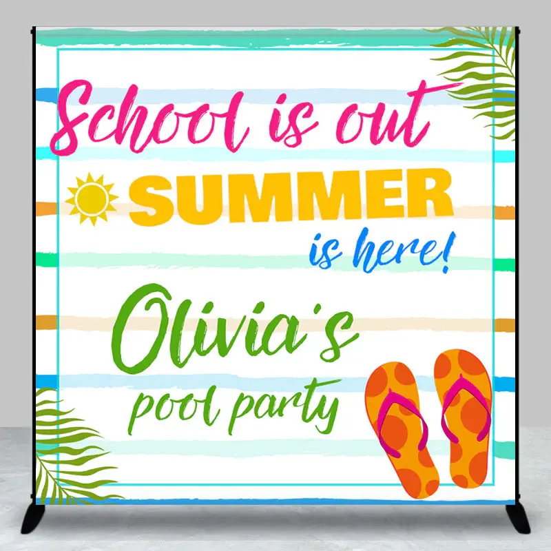 School Is Out Summer Is Here Custom Party Backdrop