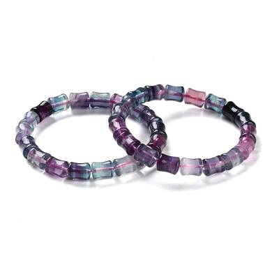 Natural Fluorite Beaded Stretch Bracelets for Women