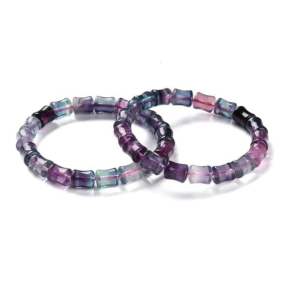 Natural Fluorite Beaded Stretch Bracelets for Women
