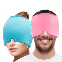 Cold & Hot Compress Gel Cap, 2 Counts Reusable Ice Compress Face Mask, Soft Pink Elastic Ice Cap, Ice Head Wrap, Cooling Ice ...