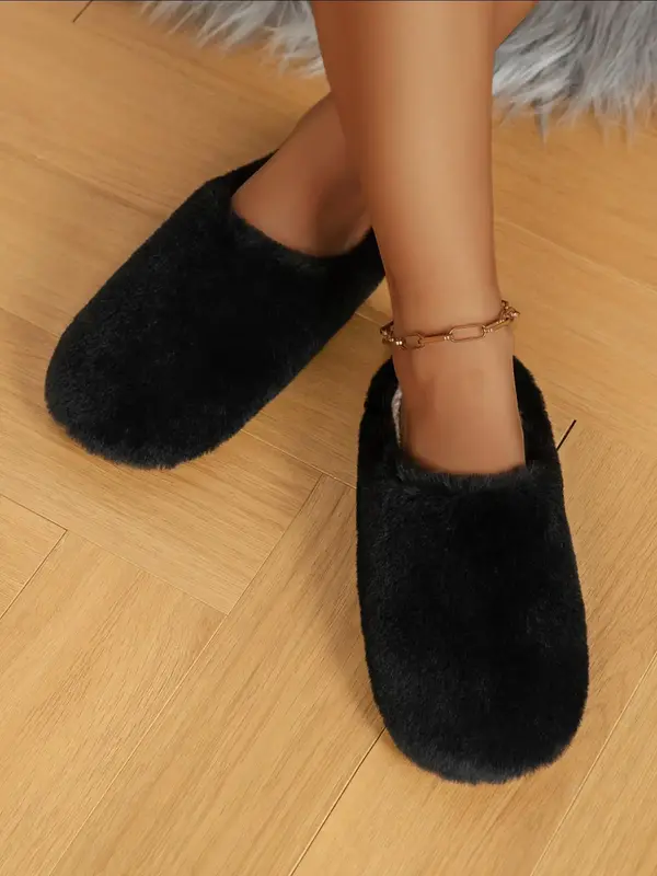 Women's Casual Comfortable Fluffy Warm Flat Home Slippers, Lighetweight Plush Bedroom Slippers for Girl for Fall & Winter, Al...