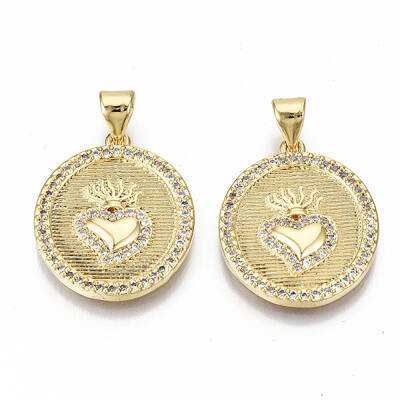 Brass Micro Pave Clear Cubic Zirconia Pendants