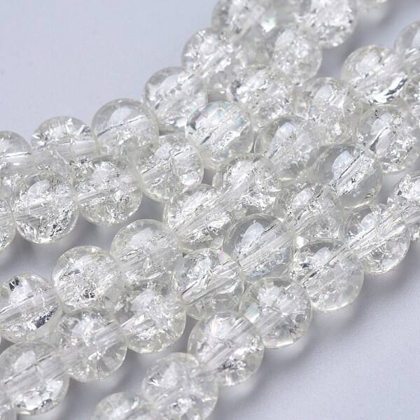 Spray Painted Crackle Glass Beads Strands