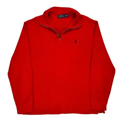 Polo By Ralph Lauren 1/4 Zip - Large Red Cotton