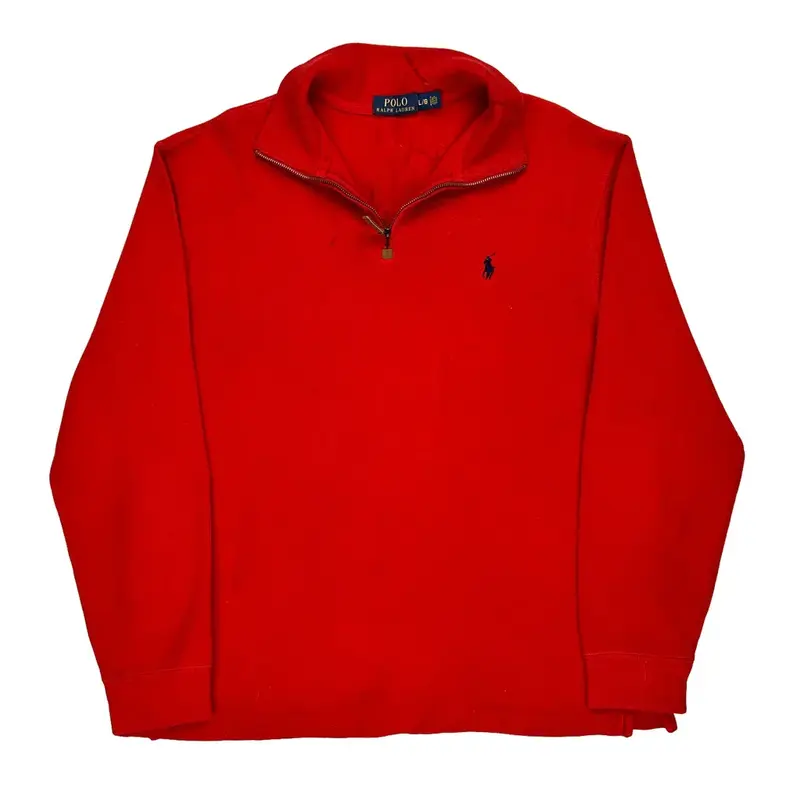 Polo By Ralph Lauren 1/4 Zip - Large Red Cotton