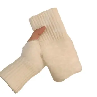 Solid Color Fingerless Gloves, 1 Pair Soft Warm Gloves for Fall & Winter, Elastic Wrist Brace for Women & Girls, Sports & Out...