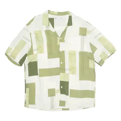 ZARA Mens Shirt Green Viscose Geometric XL