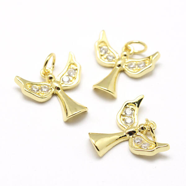 Brass Micro Pave Grade AAA Cubic Zirconia Charms