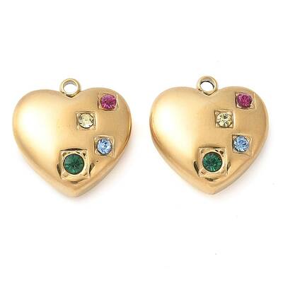 304 Stainless Steel with Rhinestone Charms
