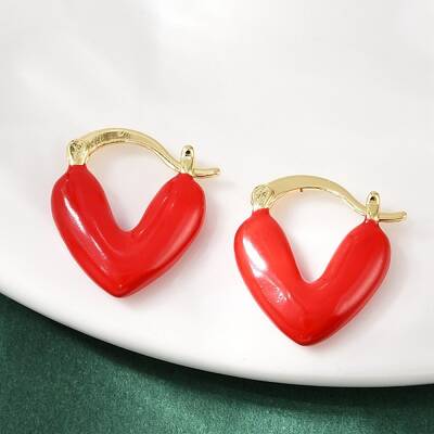 Brass Enamel Hoop Earrings