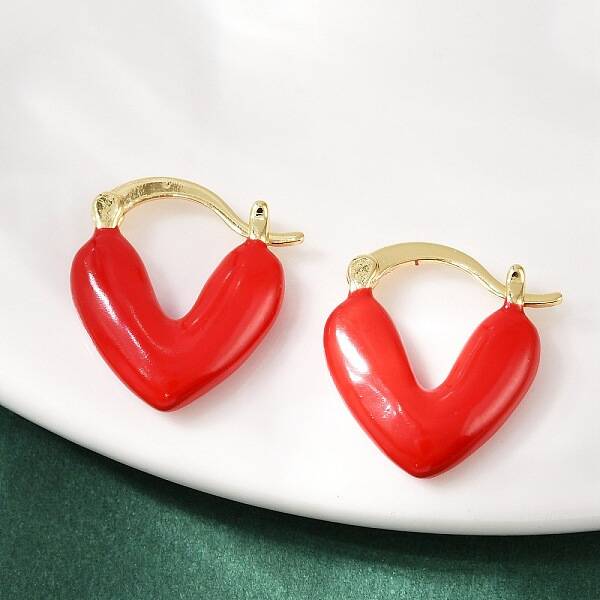 Brass Enamel Hoop Earrings