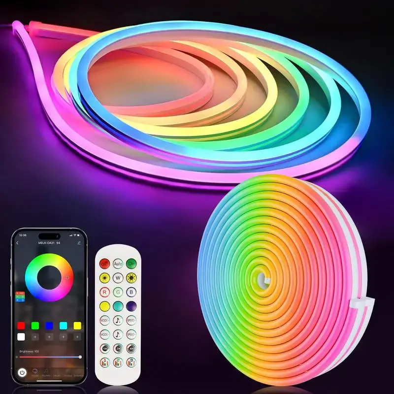 RGB LED Smart Neon Rope Light, LED Light Strip,RGB LED Strip Light with App and Remote Control, Music Sync Decorative Ambient...
