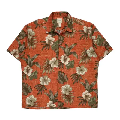 Saddlebred Hawaiian Shirt - XL Orange Cotton