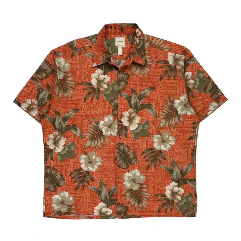 Saddlebred Hawaiian Shirt - XL Orange Cotton